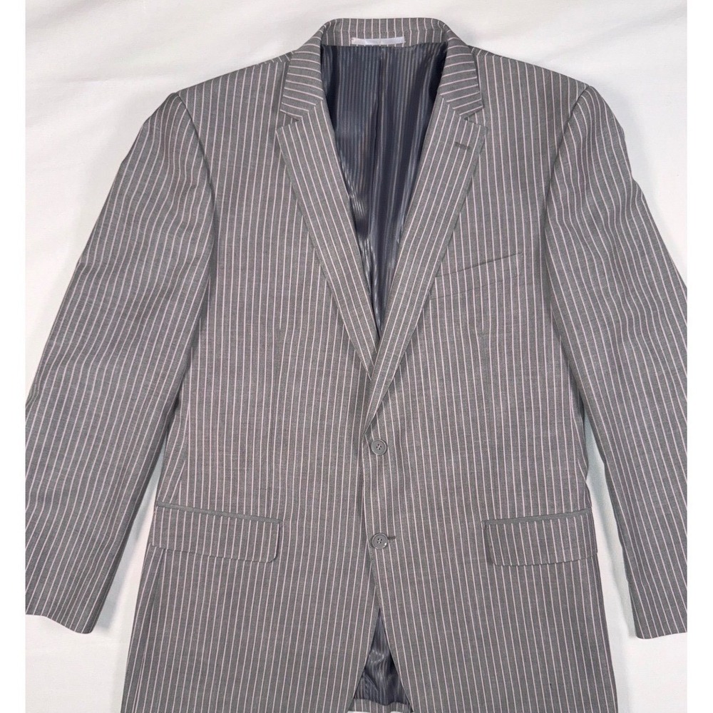 Bertolini Eli Thomas Santana Row Mens Grey‎ Pink Pinstripe Blazer Sport Coat